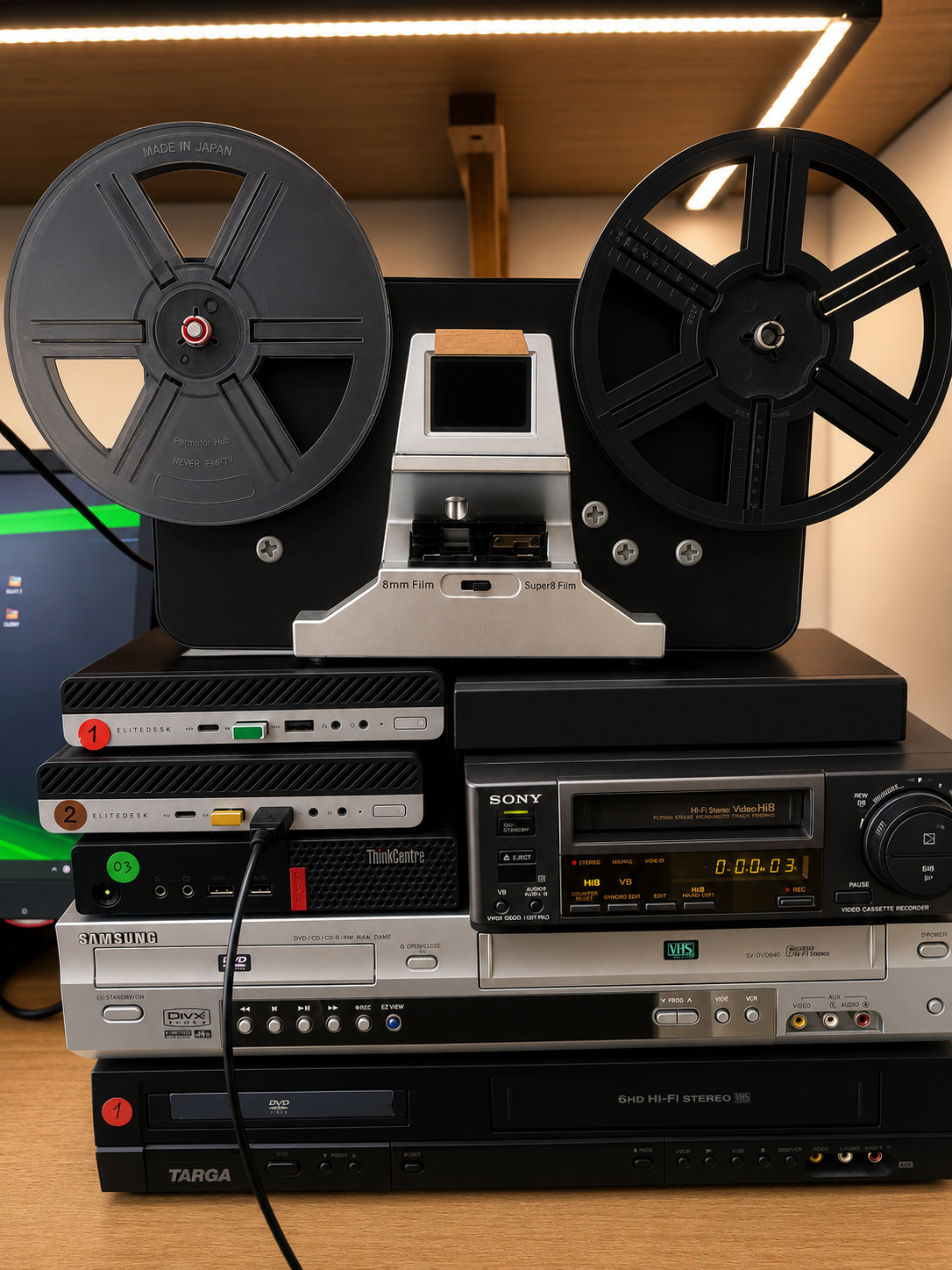 Matériel de numérisation VHS, cassettes vidéo et bobines Super 8
